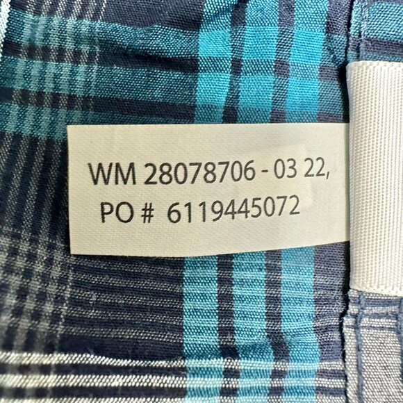 George Classic Fit Plaid Shirt Mens 2XL 50-52 Blue Gray LS Button-Down Collar - Picture 10 of 11